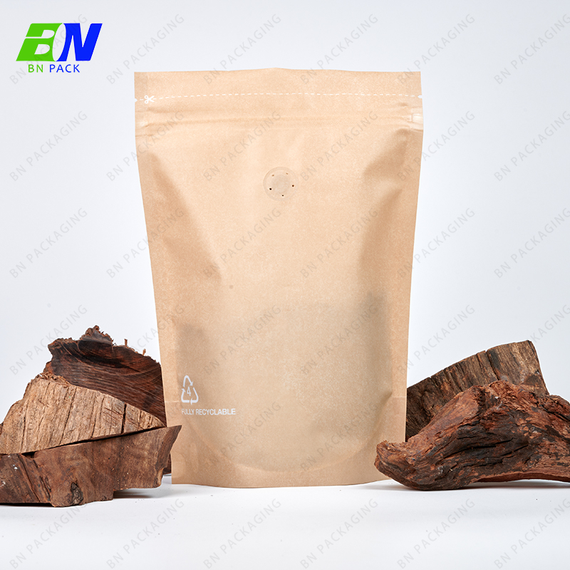 Custom Printing PE Material 100% Recyclable Bag Flat Bottom Coffee Bag With Valve